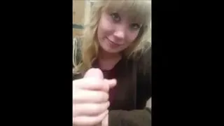At Work: Cam-Shy Teen Sucks Dick (Swallows)