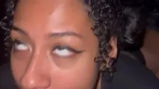 Brainless ebony hottie slurping cock