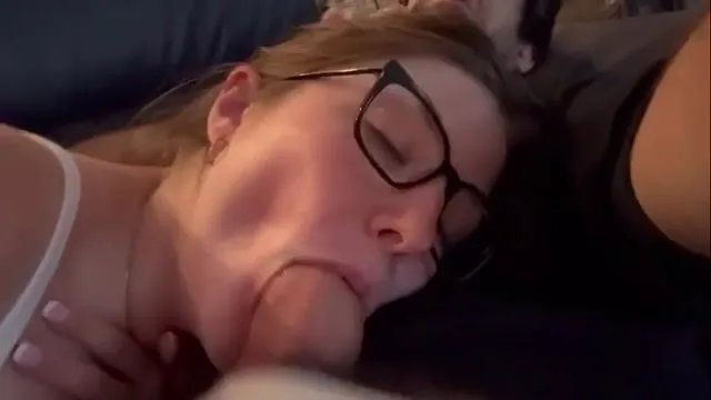 Nerdy girlfriend facefucked by my fat cock