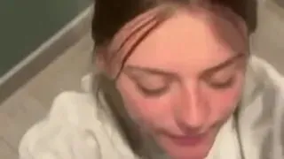 Public blowjob and cum walk